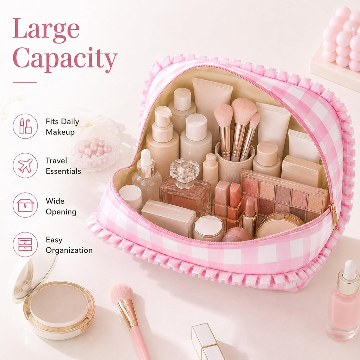Personalized Makeup Bag Embroidered Name Travel Makeup Bag Bridesmaid Gifts