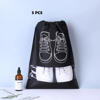 5 Pack Transparent Unisex Adults' Portable Sports Shoe Bags with Secure Zipper - Compact Shoe Storage Organizer, Easy Identification, Space-Saving for Travel, Commuting