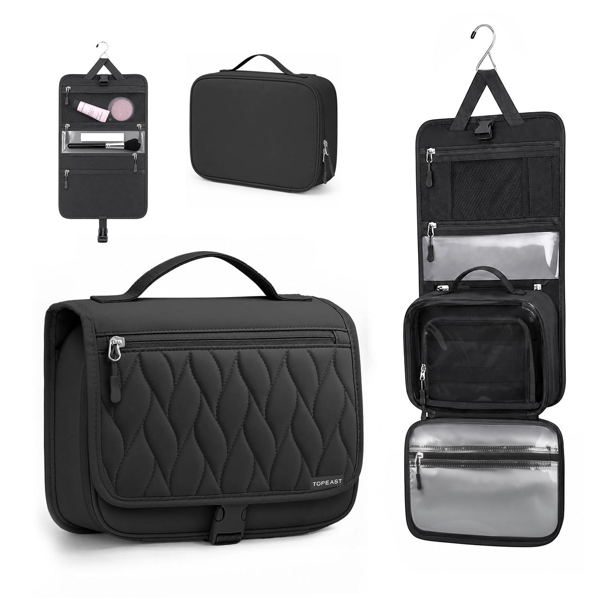Travel Toiletry Bag for Women & Men, Waterproof Hanging Makeup Organizer