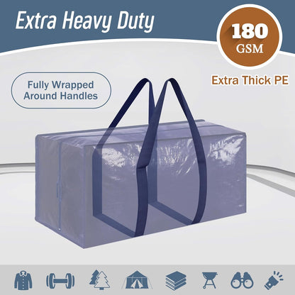 6 Pack Extra Heavy Duty Large Moving Bags with Strong Zipper, Dark Blue