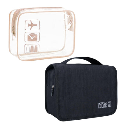 Lcsmaokin Large Capacity Toiletry Bag Travel Bag with Hanging Hook for Men and Women Waterproof Travel Cosmetic Bag Bathroom Storage Bag for Brushes Set,Full-Sized Shampoo,Toiletries,Accessories-Black