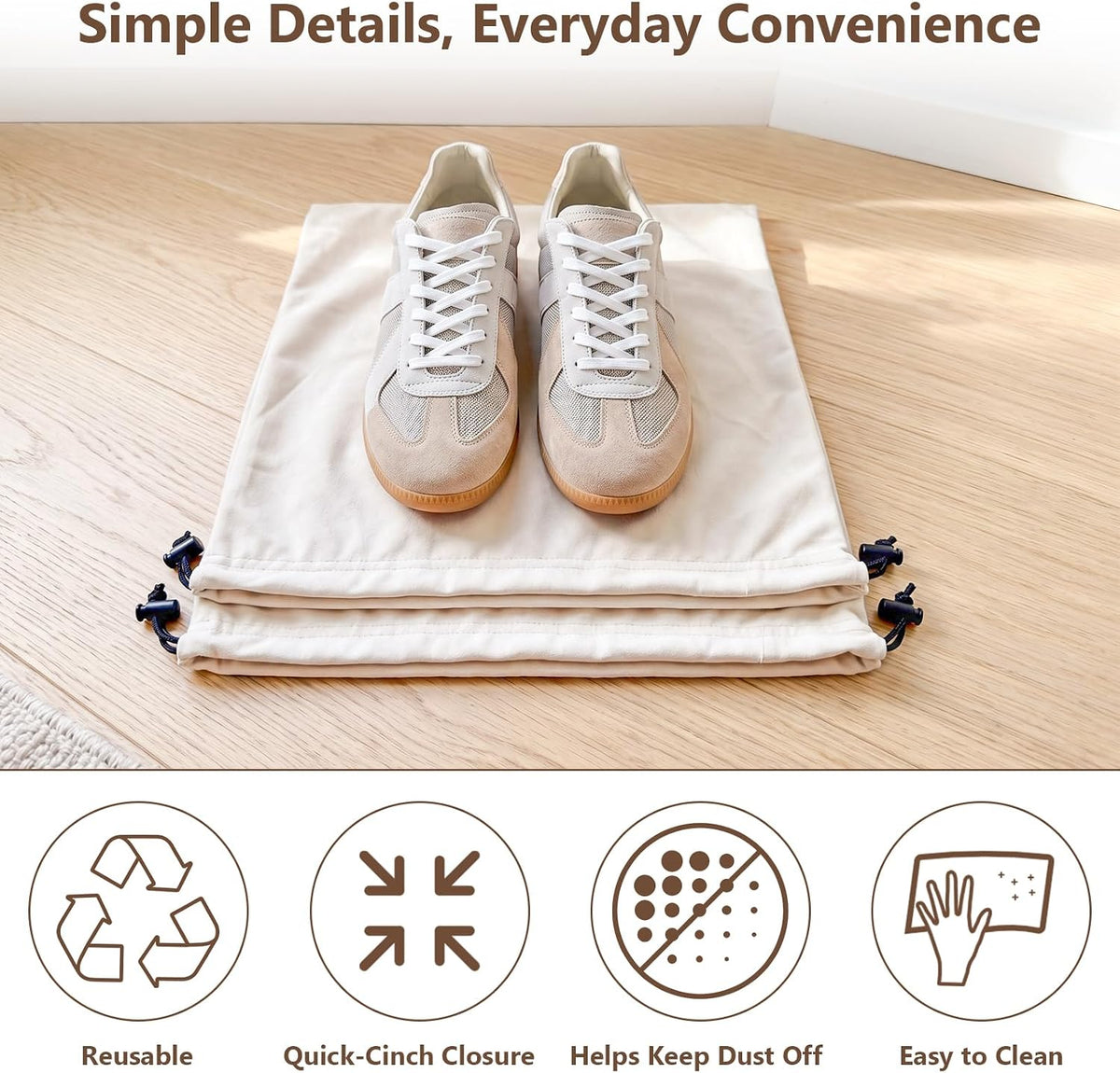 6 PCS Flannel Cloth Shoe Bags for Travel & Packing for Women & Men