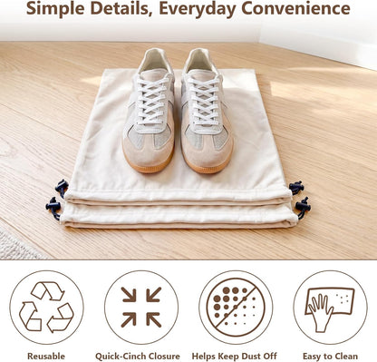 6 PCS Flannel Cloth Shoe Bags for Travel & Packing for Women & Men