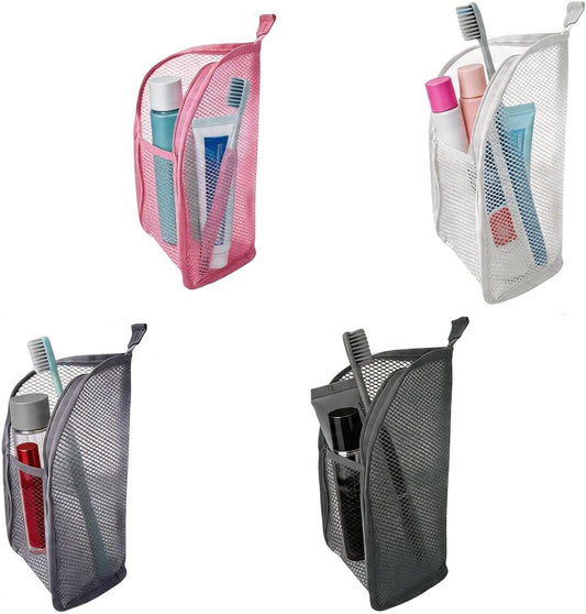 Standing Toiletry Bag, 4 Pack Portable Lightweight Toiletry Bag for Travel, EVA Mesh Large Capacity Waterproof Toiletries Organizer, Travel Essentials for Women Men (Black+Pink+White+Grey)