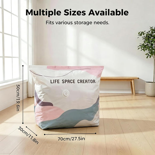 No-Pump Vacuum Storage Bags, 2026 New Cube Compression Space Saver Bags, Upgrade Large Storage Compression Bags No-Pump 3D Vacuum Storage Bags for Clothes, Comforters, Blankets
