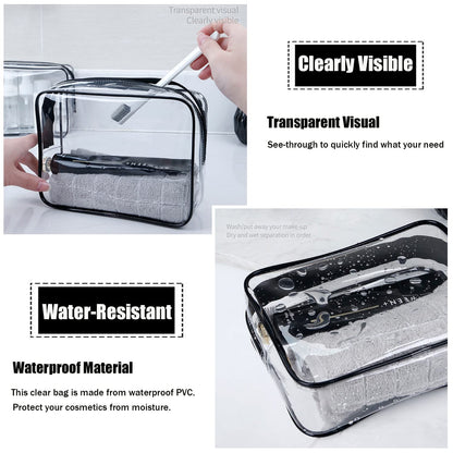 TSA Approved Toiletry Bag, 3 Pcs Clear Toiletries Bags Quart Size, Black