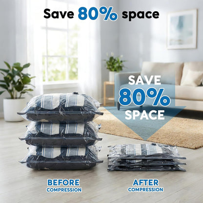 Mapambo Travel Vacuum Bags with -60000Pa LED Pump, 15 Pack Vacuum Seal Bags for Clothing Travel in 3 Combo Sizes, Vacuums Storage Bags for Clothes, Save 80% of Space (15 Combo)