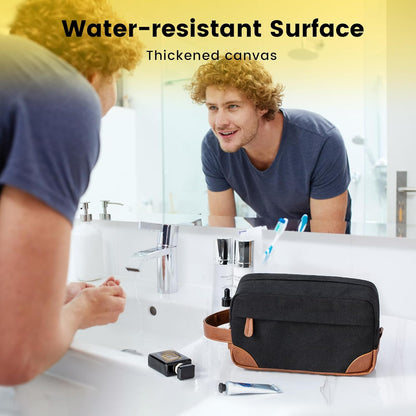 Vorspack Canvas Travel Toiletry Bag for Men, Medium, Black