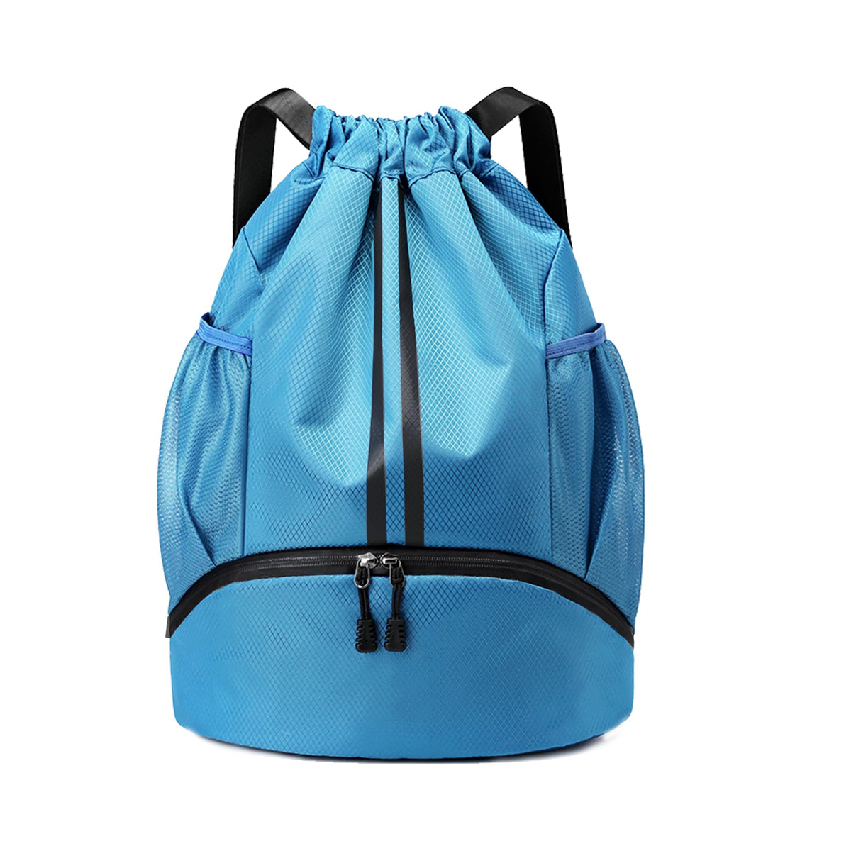 JELUTAR Drawstring Backpack Gym Bag with Shoes Compartment, Black