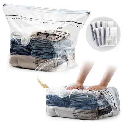 6 Pack Cube Vacuum Storage Bags, 2 Size Combo (3 Jumbo+3 Medium)