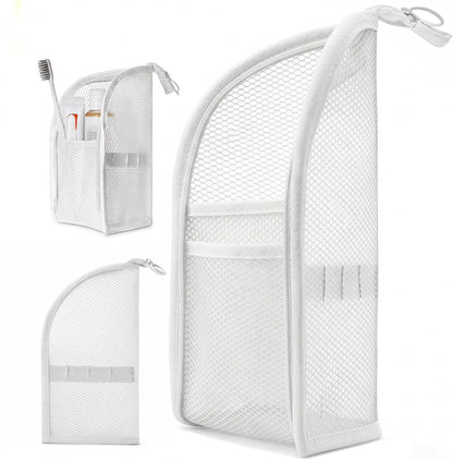 2Pcs Standing Travel Toiletry Bag, Portable Mesh Cosmetic Organizer