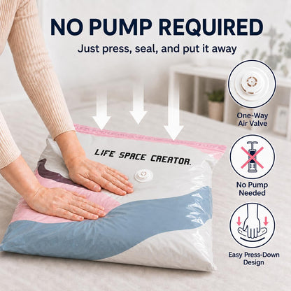 3 PCS No Pump Vacuum Storage Bags, Cube Compression Bag for Clothes