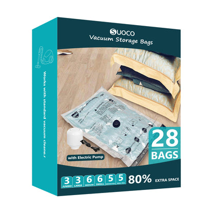 Vacuum Storage Bags for Travel & Home with Electric Pump, 28 Combo