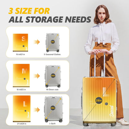 Vacuum Storage Bags with Electric Pump, 15 Reusable Compression Bags for Clothes, Bedding and Travel, Space Saving Storage Bags for Closet and Home Organization, White