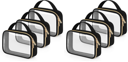 Wedama TSA Approved Toiletry Bag, 3 Pack Clear Makeup Bags with Handles, Quart Size Clear Toiletry Bags, PVC Cosmetic Bags for Women and Men, Carry on Airport Airline Compliant Bag, Black