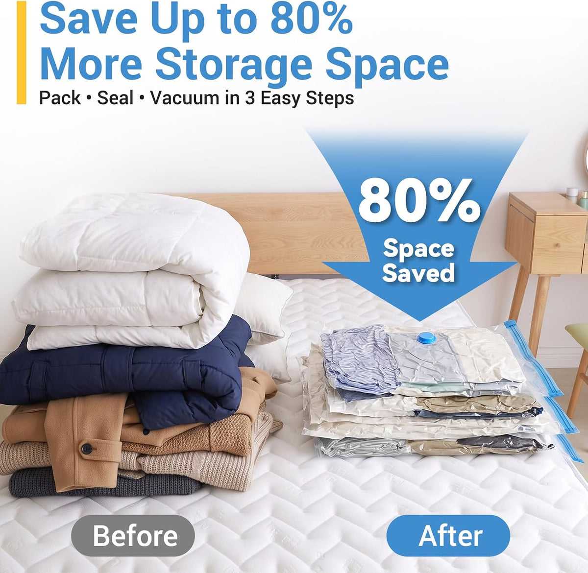 Fygrip 80% Space Saver Vacuum Storage Bags with Hand Pump, 20 Combo