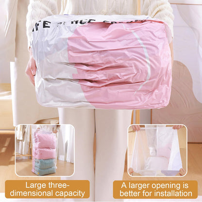 No Pump Vacuum Storage Bags,2026 New No Pump Large Vacuum Storage Compression Bags,Thick and Airtight Reusable Organizer Suitable for Clothes, Blankets, Bedding, Travel, and Closet Storage (3, Medium)