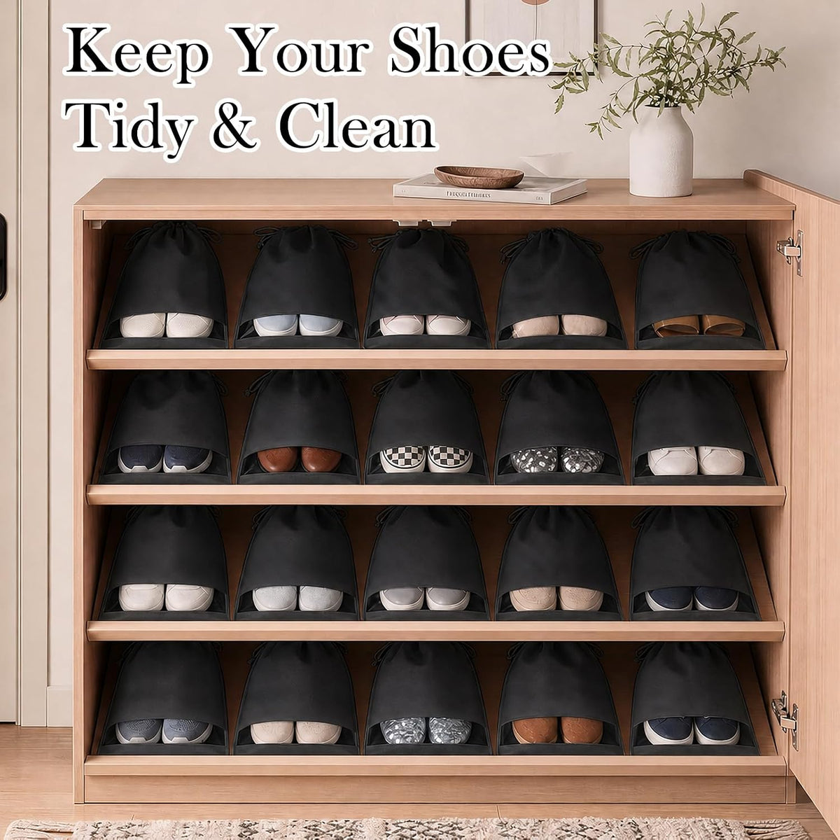 MEEZY 12 Pcs Black Shoe Bags for Travel Storage Packing Sneakers Beach