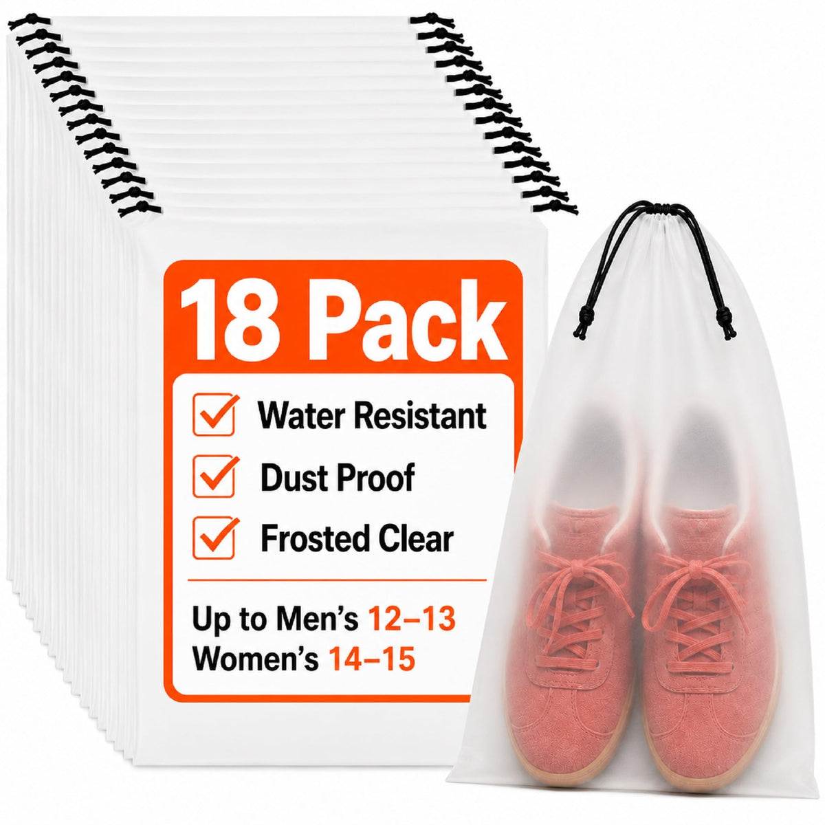 5 Pack Clear Shoe Bags for Travel Essentials Reusable Storage