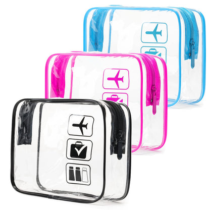 TSA Approved Toiletry Bag, 3 Pcs Clear Toiletries Bags Quart Size, Black