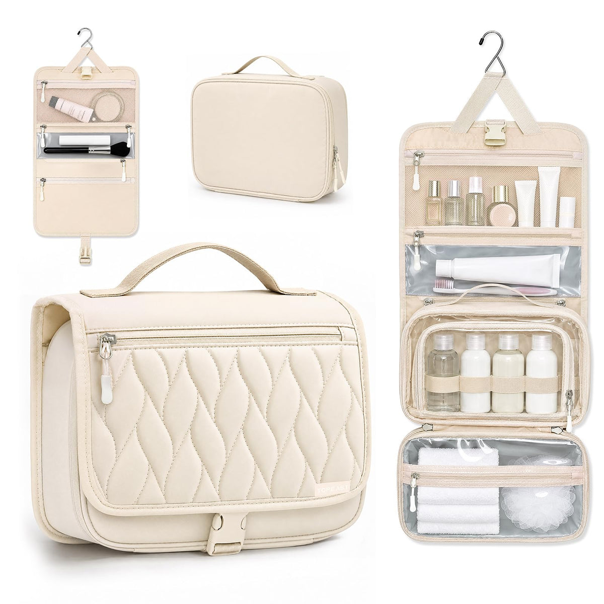 Travel Toiletry Bag for Women & Men, Waterproof Hanging Makeup Organizer