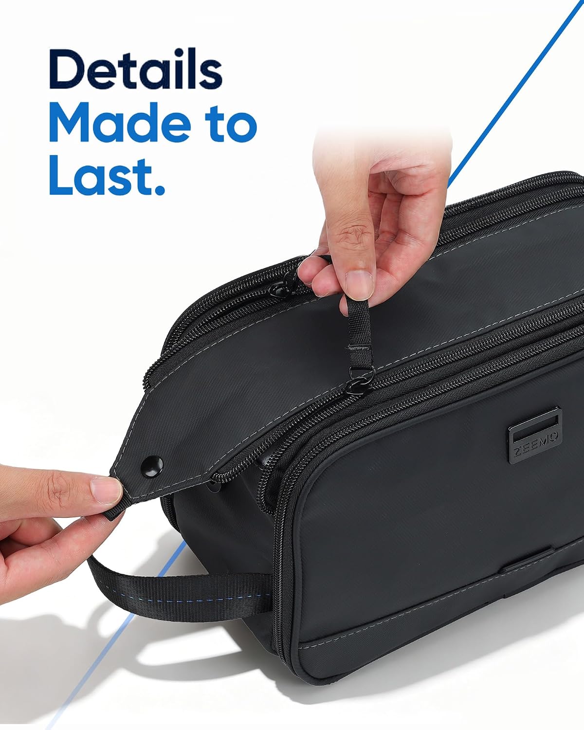 ZEEMO Travel Toiletry Bag for Men, Full Open Dopp Kit with Dual Compartment