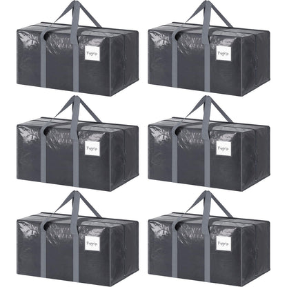 6 Pack Extra Heavy Duty Large Moving Bags with Strong Zipper, Dark Blue