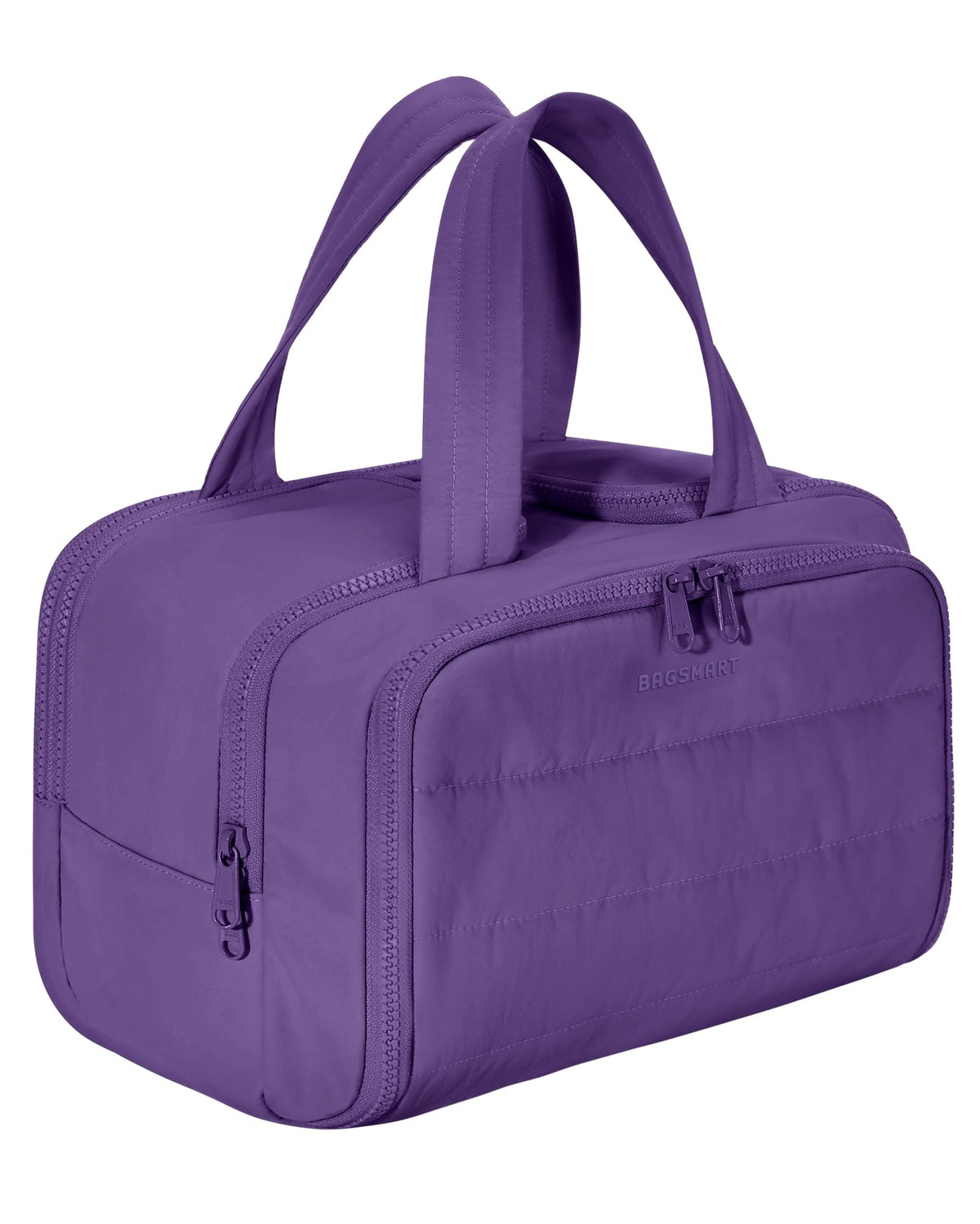 BAGSMART Travel Toiletry Bag, Lightweight Large Wide-open Travel Bag for Women, Puffy Cosmetic Makeup Bag Organizer with Handle for Accessories,Essentials, Toiletries, Black