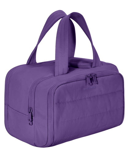 BAGSMART Travel Toiletry Bag, Lightweight Large Wide-open Travel Bag for Women, Puffy Cosmetic Makeup Bag Organizer with Handle for Accessories,Essentials, Toiletries, Dark Pink