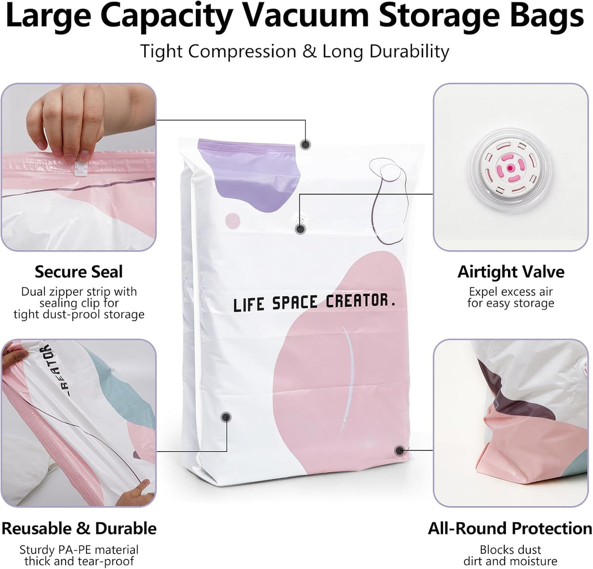 2026 New Space Bags No-Pump Vacuum Storage | Reusable Vacuum Seal Storage Bags
