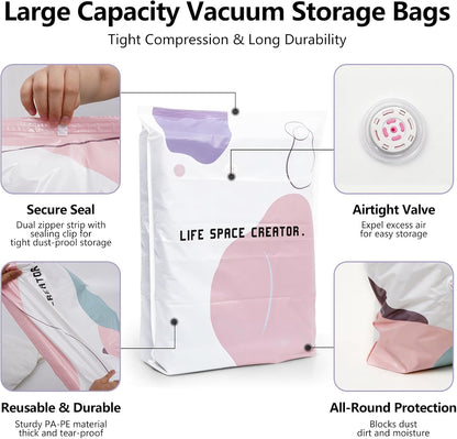 2026 New Space Bags No-Pump Vacuum Storage | Reusable Vacuum Seal Storage Bags