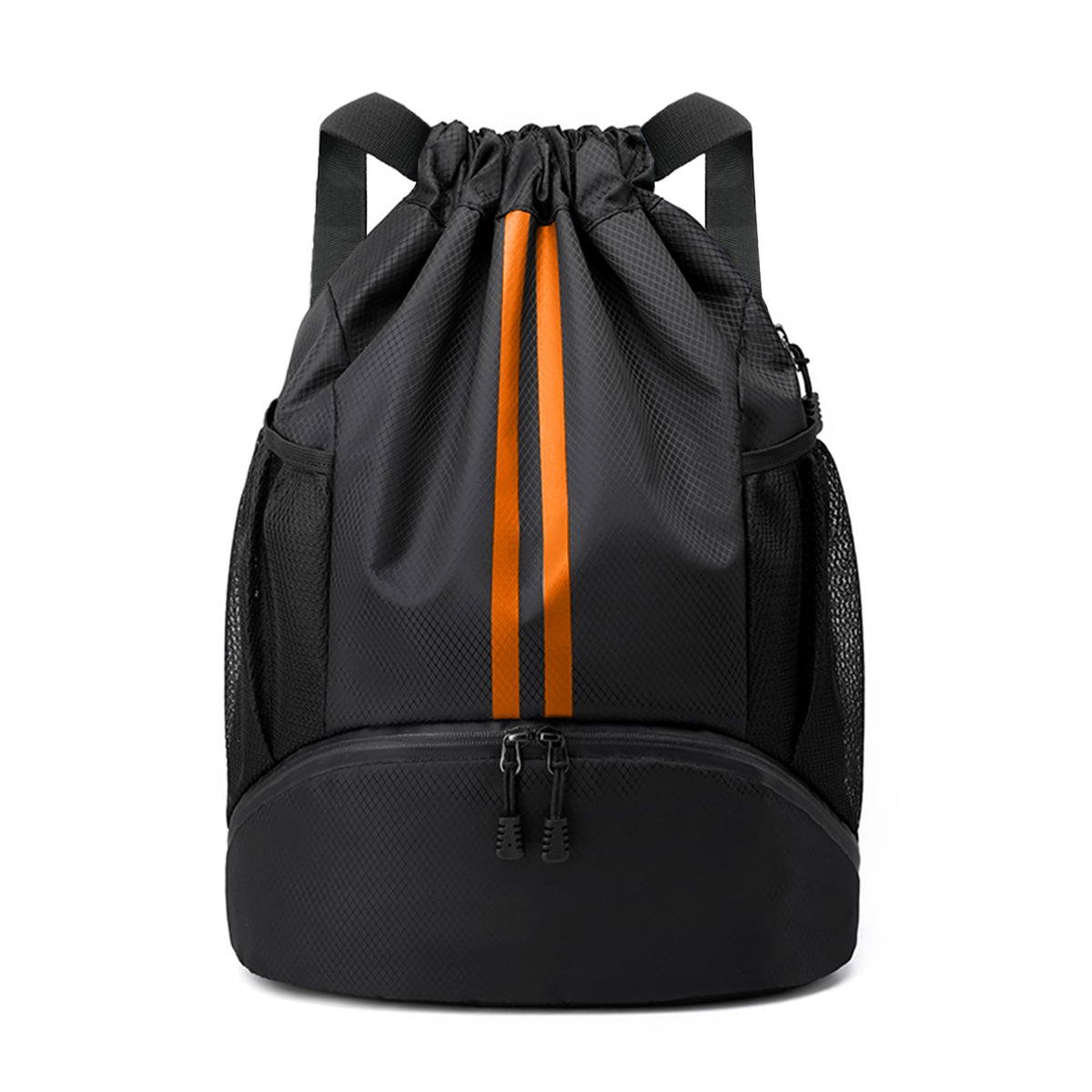 JELUTAR Drawstring Backpack Gym Bag with Shoes Compartment, Black