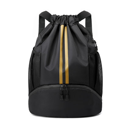JELUTAR Drawstring Backpack Gym Bag with Shoes Compartment, Black