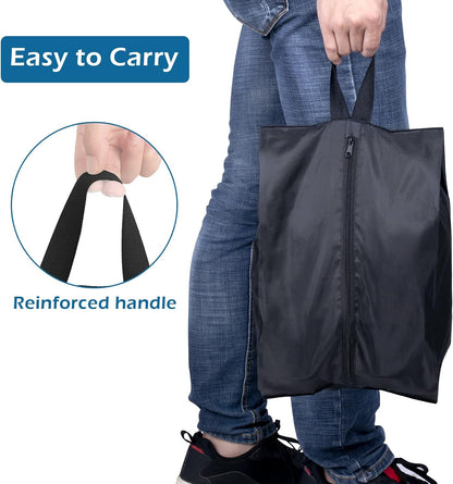MISSLO Portable Nylon Travel Shoe Bags with Zipper Closure (Pack 4, Black)