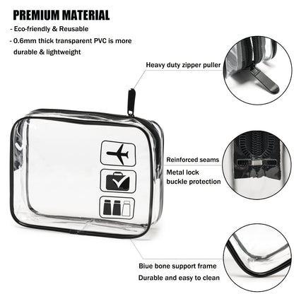 TSA Approved Toiletry Bag, 3 Pcs Clear Toiletries Bags Quart Size, Black