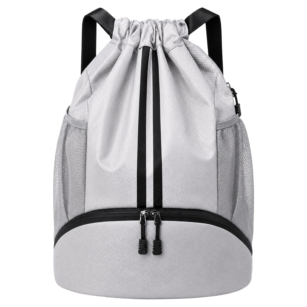 JELUTAR Drawstring Backpack Gym Bag with Shoes Compartment, Black