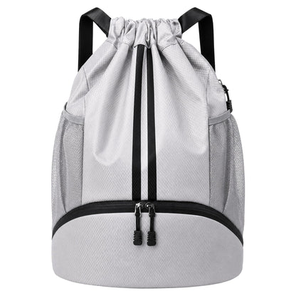 JELUTAR Drawstring Backpack Gym Bag with Shoes Compartment, Black