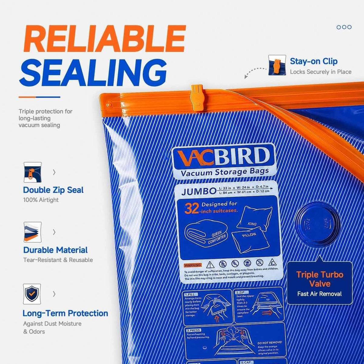 Vacbird Vacuum Storage Bags with Rechargeable Cordless Pump,15 Pack 3 Sizes Compression Packing Seal Bags, Space Saver for Clothes and Clothing Comforters, Blankets, Bedding and Closet Space Saving
