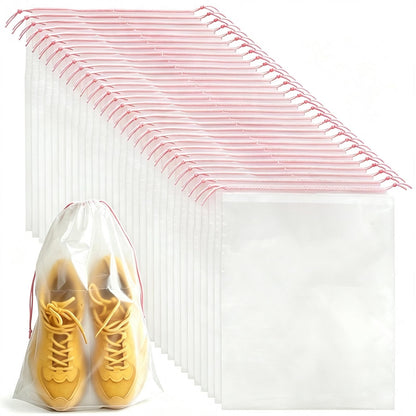 PLULON 32 Pcs Clear Shoe Bags for Travel, Clear Travel Shoe Bag for Storage
