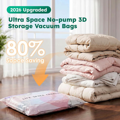 2Pcs No Pump Vacuum Storage Bags for Home Organization, 31" x 39"