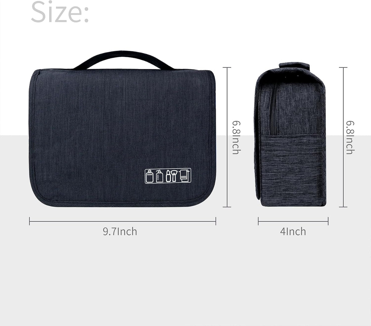 Lcsmaokin Large Capacity Toiletry Bag Travel Bag with Hanging Hook for Men and Women Waterproof Travel Cosmetic Bag Bathroom Storage Bag for Brushes Set,Full-Sized Shampoo,Toiletries,Accessories-Black