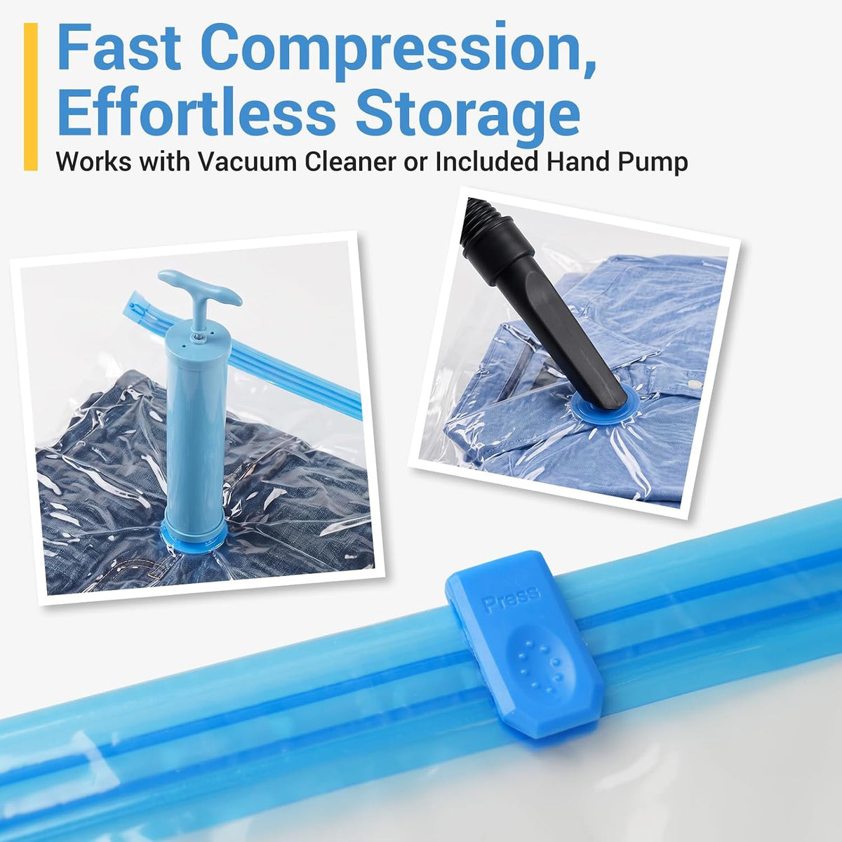 Fygrip 80% Space Saver Vacuum Storage Bags with Hand Pump, 10 Jumbo