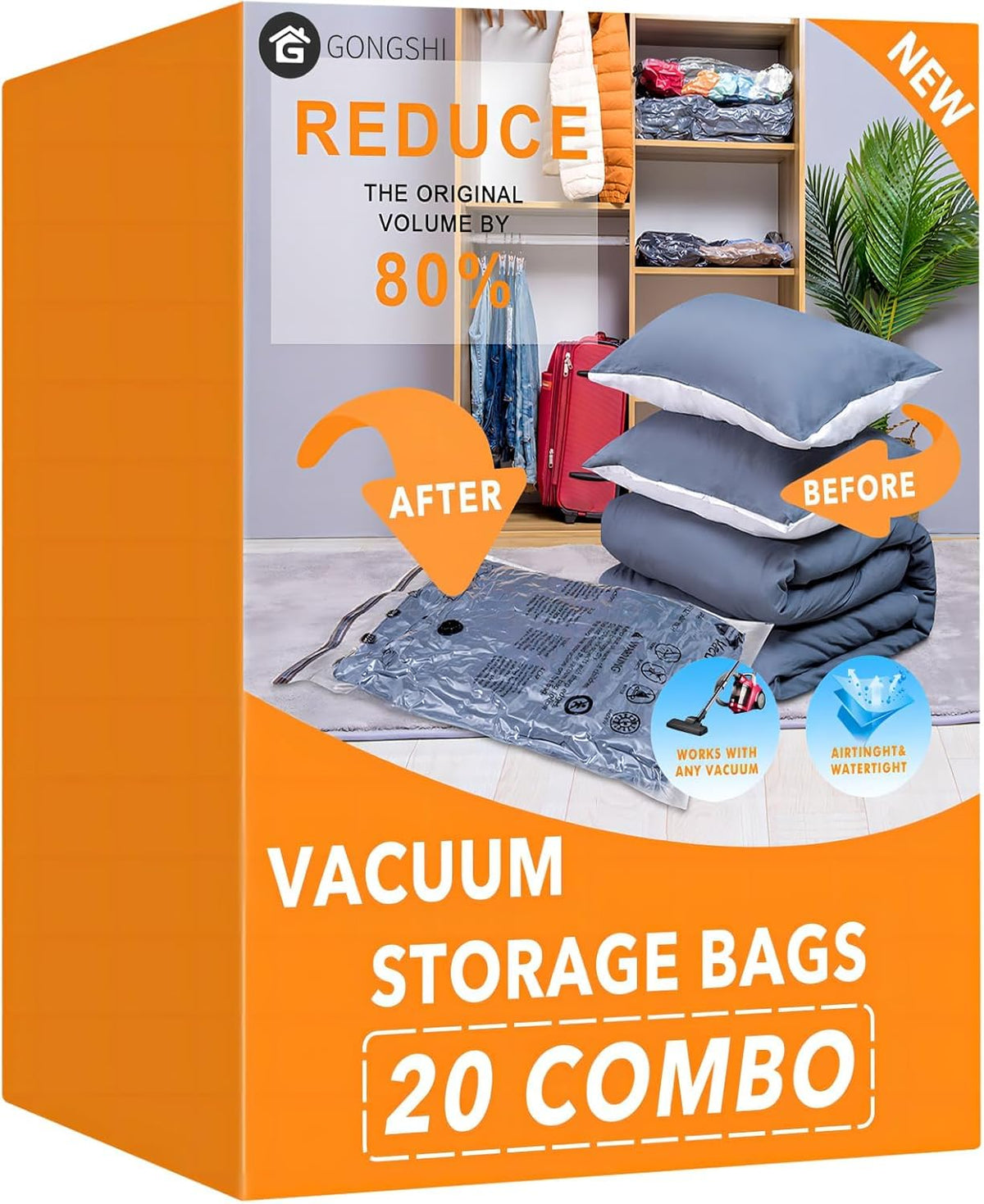 GONGSHI Vacuum Storage Bags for Clothing, 12-Piece Set