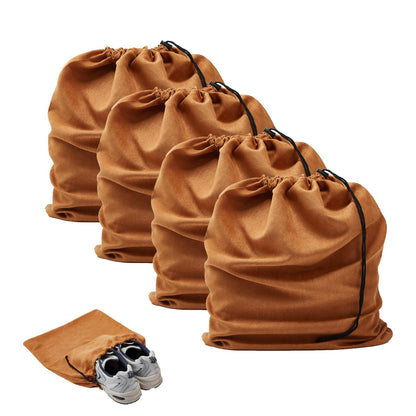 4 Pcs Travel Shoe Bags for Packing with Drawstring,17.7" x 13.8",Beige
