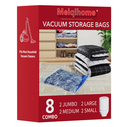 MEIQIHOME 18 Pack PackEase Travel Vacuum Bags 1500mAh Wireless Pump, 80% Compression Space Saver for Luggage, Clear PA+PE Reusable Seal Bags for Clothes, Portable Electric Air Pump for Travel & Home