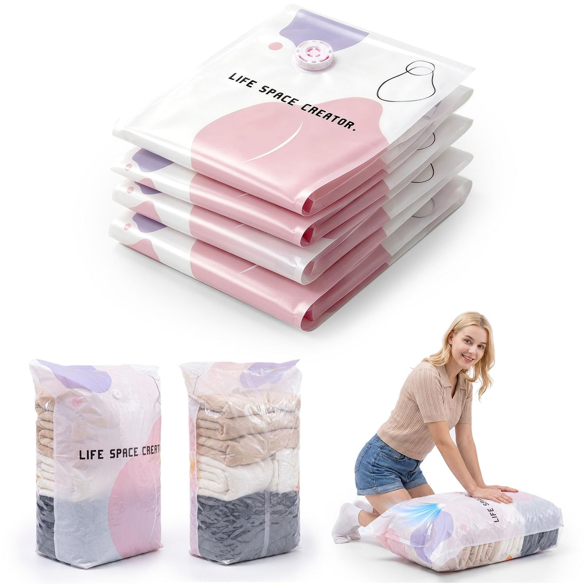 2Pcs No Pump Vacuum Storage Bags for Home Organization, 31" x 39"