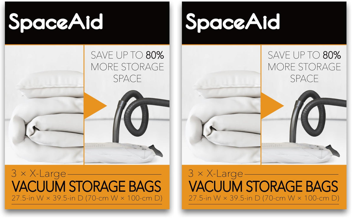 SpaceAid Jumbo Vacuum Storage Bags, Space Saver Sealer Compression Bags for Comforters, Blankets, Pillows, Bedding, Clothes (X-Large 3 Pack)