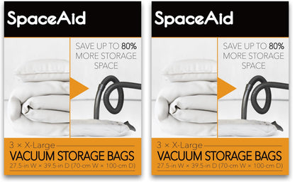 SpaceAid Jumbo Vacuum Storage Bags, Space Saver Sealer Compression Bags for Comforters, Blankets, Pillows, Bedding, Clothes (X-Large 3 Pack)