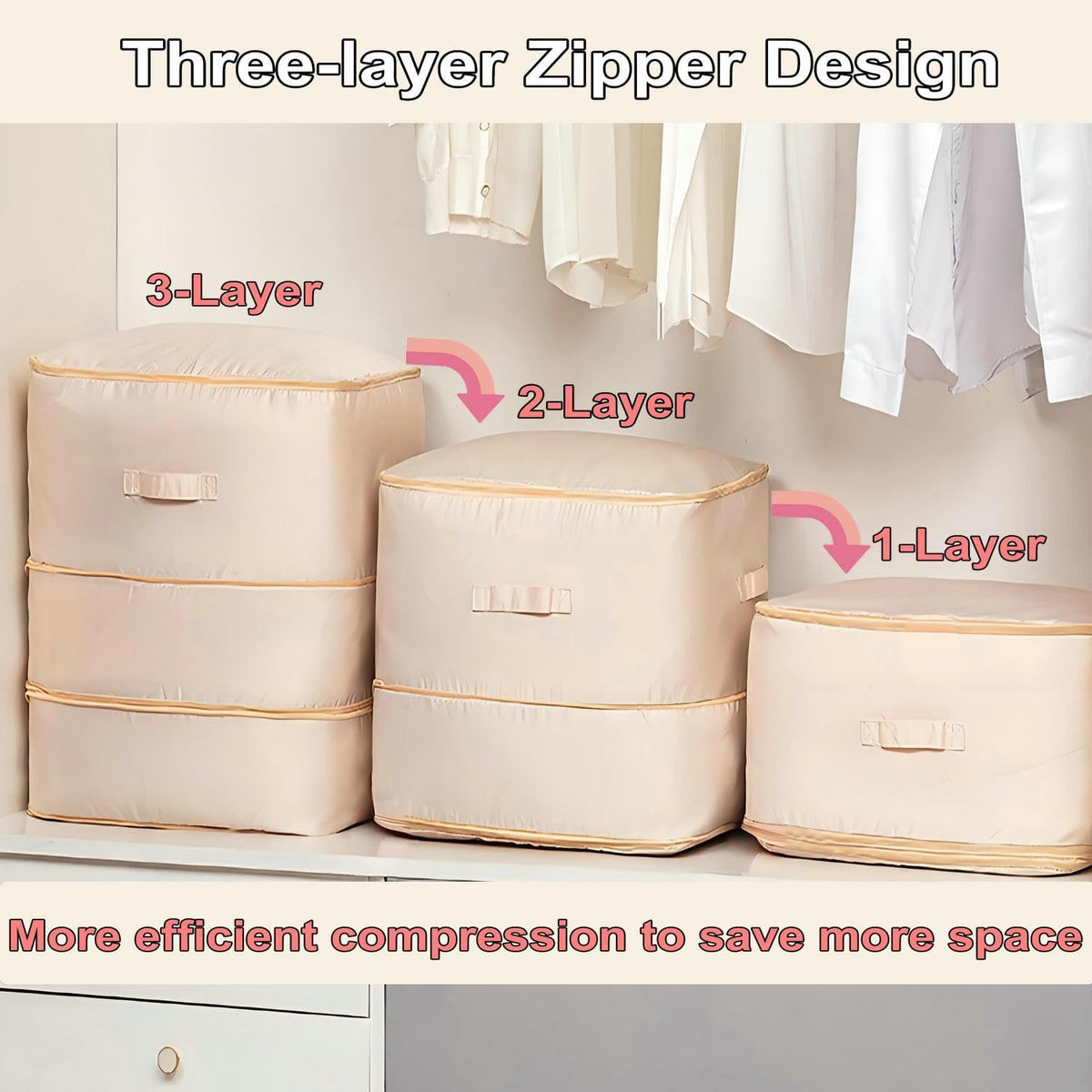 Comforter Storage Bag, Bedding & Blanket Self Compression Storage Organizer