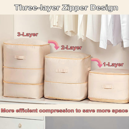 Comforter Storage Bag, Bedding & Blanket Self Compression Storage Organizer